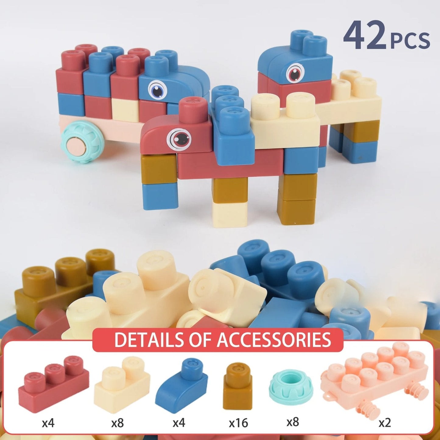 Soft Building Blocks โ Safe and Fun Construction Toy with Soft Rubber Material, Smooth Edges, No Burrs, Safe for Ages 1+