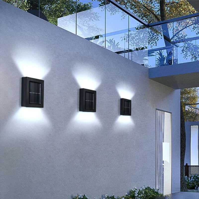 Solar Double Shade Wall Light โ Elegant Outdoor Lighting with Unique Light Effect for Gardens and Patios, Weatherproof IP65 9