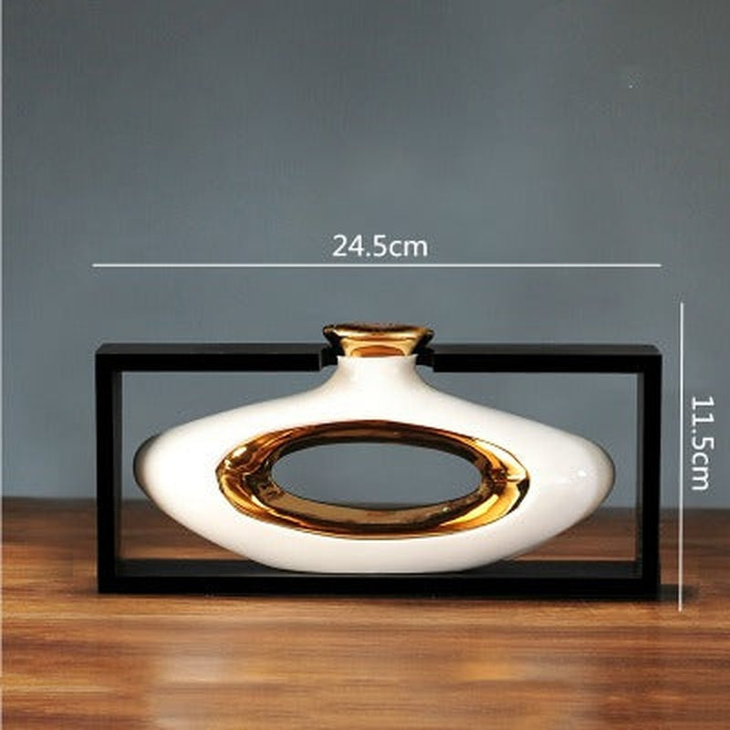 Elegant Ceramic Vase with Wood Accent for Home Decoration