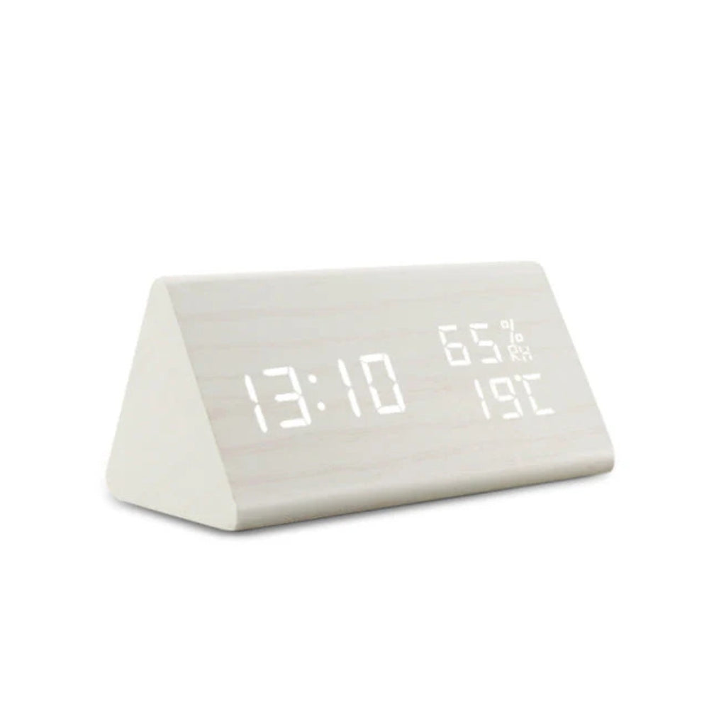 Natural Wood Digital LED Alarm Clock Radio