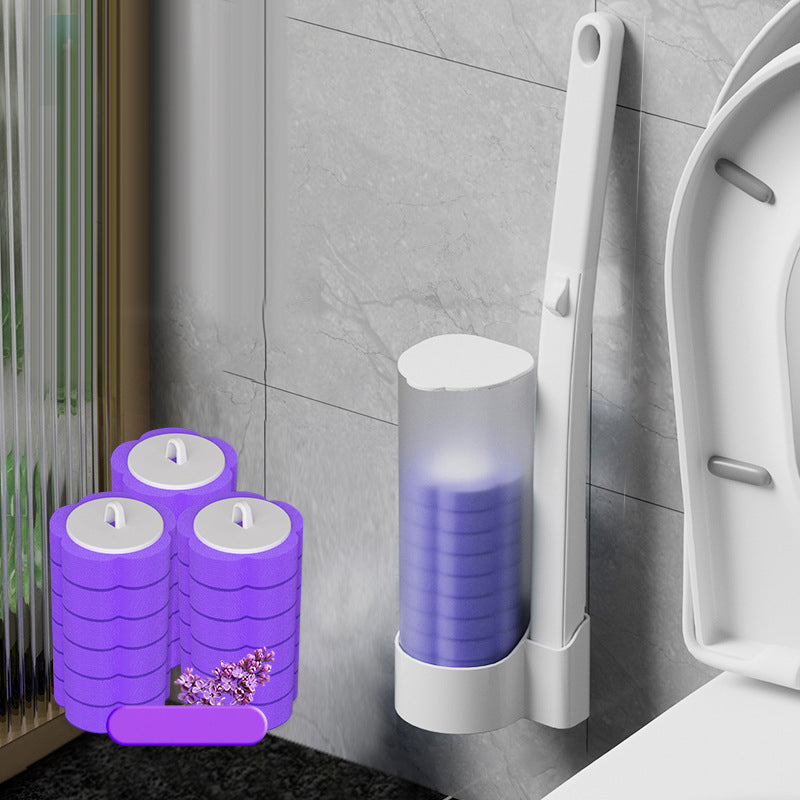 Sanitary Toilet Brush with Antimicrobial Sponge and Storage