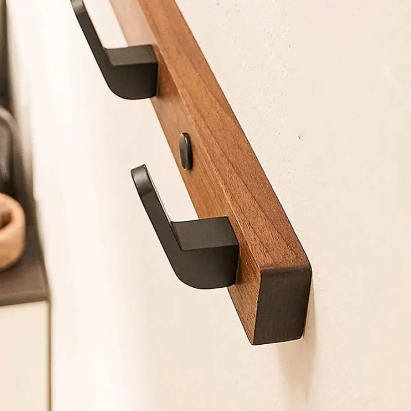 Wall-Mounted Coat Hook, Wood and Metal Design in Black Finish โ Stylish Wall Hooks for Entryway, Bedroom, and Bathroom Storage 5