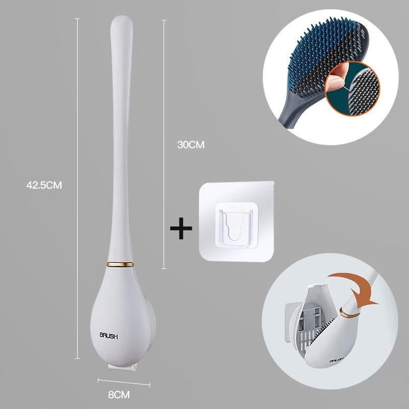 Bathroom Silicone Toilet Brush with Holder and Fast Dry Design