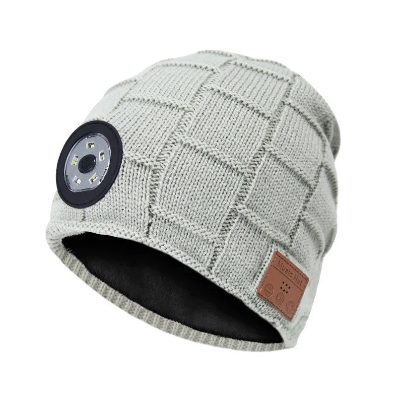 Wireless Bluetooth Music Beanie with BuiltโIn Headphones and LED Light