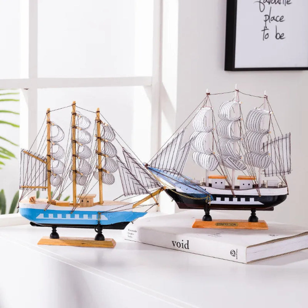 Wooden Sailboat Sculpture with LED Light โ Nordic Home Decor Accent for Room Decor, Battery Operated Ambient Lighting 7