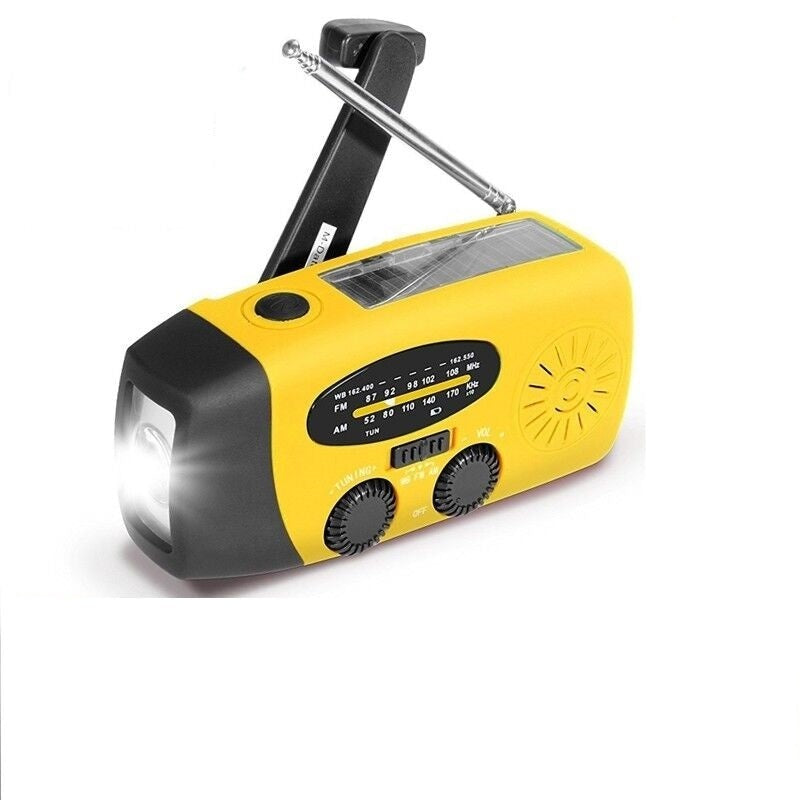 Compact Solar Powered Radio with Flashlight & Charger