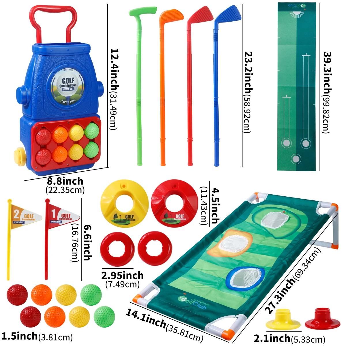 Young Golfers Fun Beginners Golf Club Play Set Kit for Kids โ Golf Clubs, Cart, Holes and Play Balls Included
