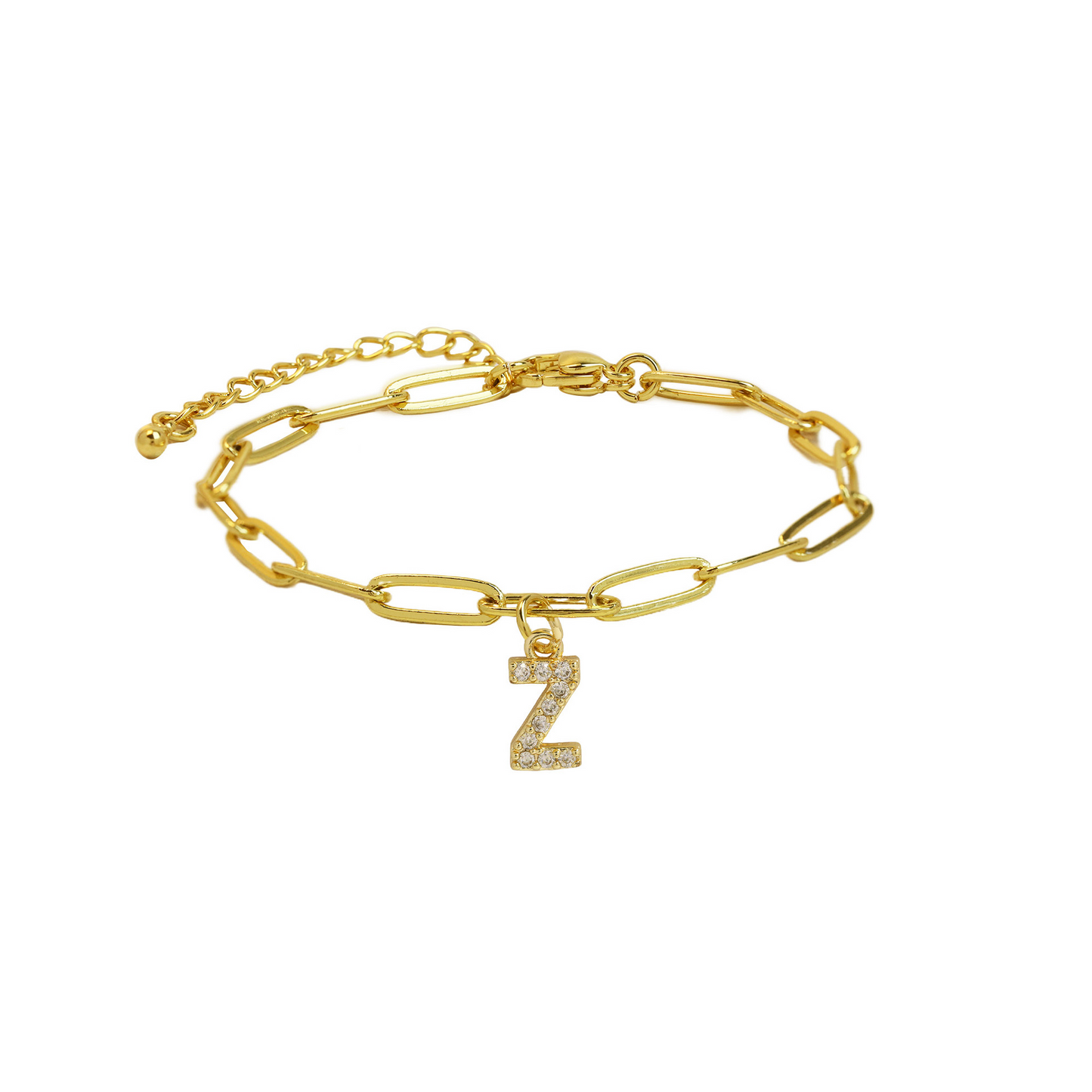 Delicate Initial Paperclip Charm Bracelet