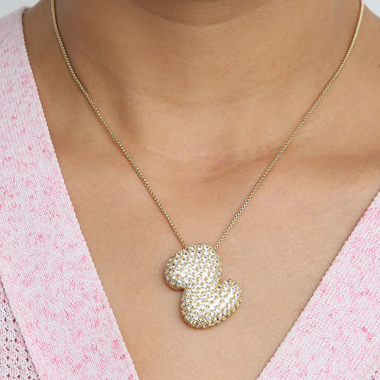 Bold Letter Bubble Diamond Initial Pendants