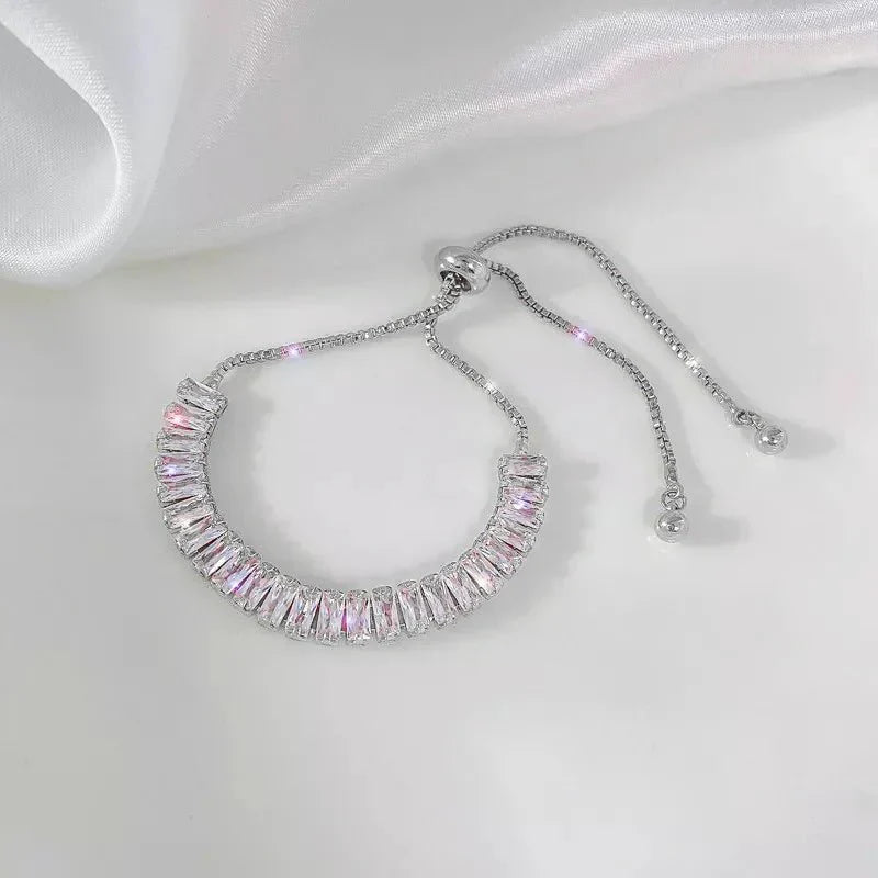 Sparkling Crystal Silver Tennis Arm Band