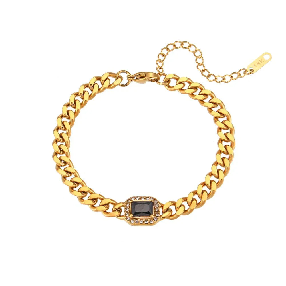 Luxury Square Diamond Cuban Link Necklace Set