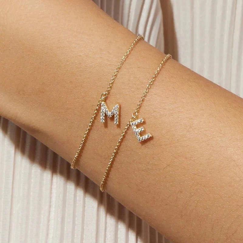 Delicate Chain Initial Diamond Bracelet - Halri