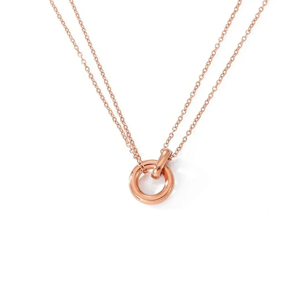 Delicate Circle Stacking Heart Necklace