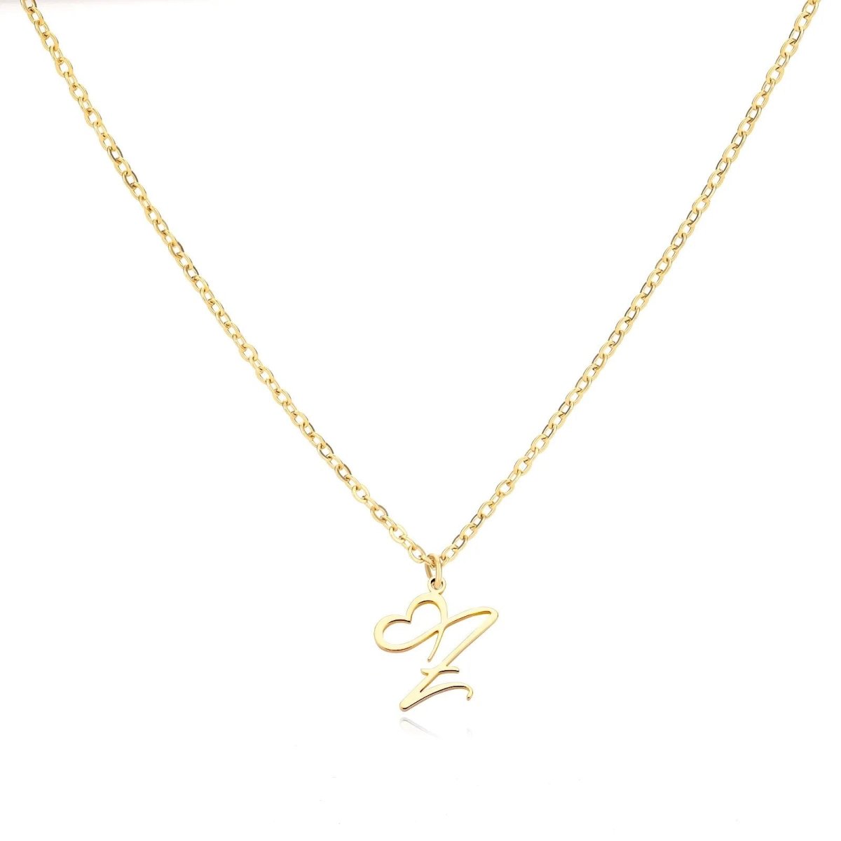 Delicate Heart Initial Pendant Necklace