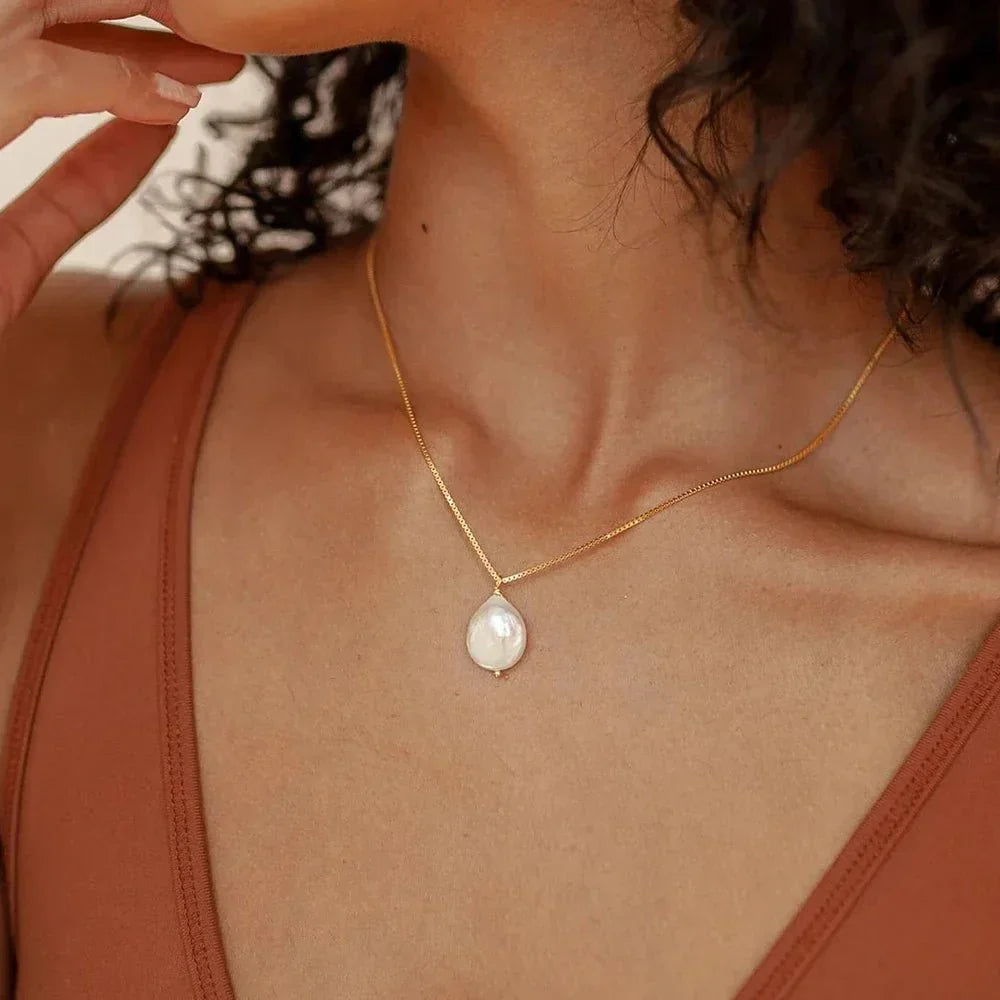 Delicate White Pearl Chain Necklace - Halri