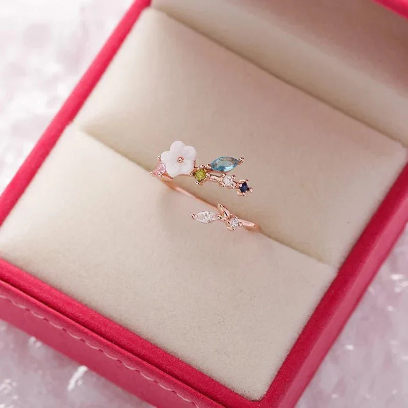 Delicate Flower Diamond Accent Ring