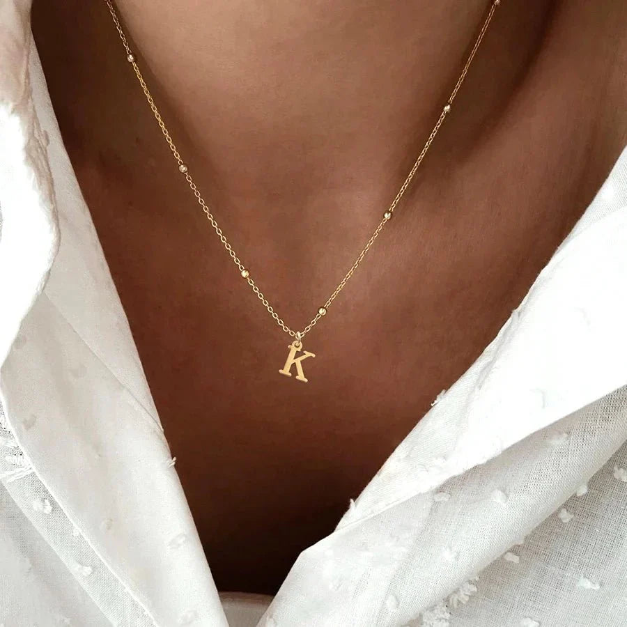 Delicate Satellite Chain Initial Pendant Necklace - Halri