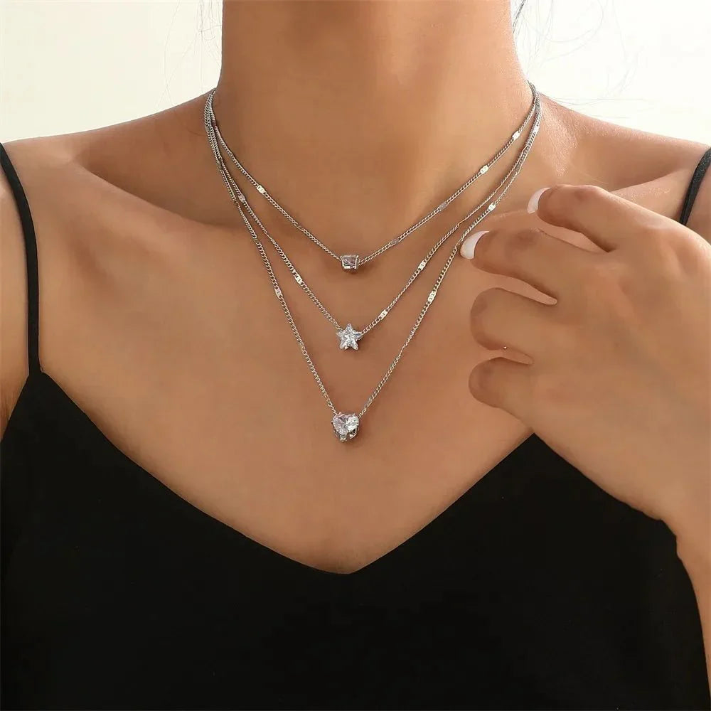 Delicate Diamond Layering Necklace Set