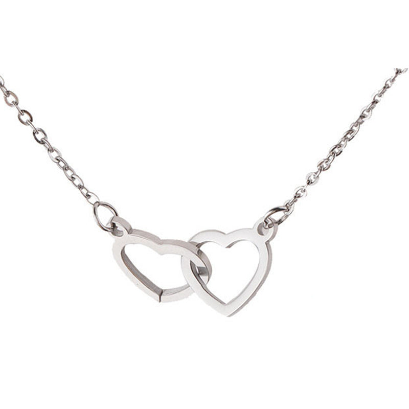 Lovely Double Heart Pendant Necklace Gift Set