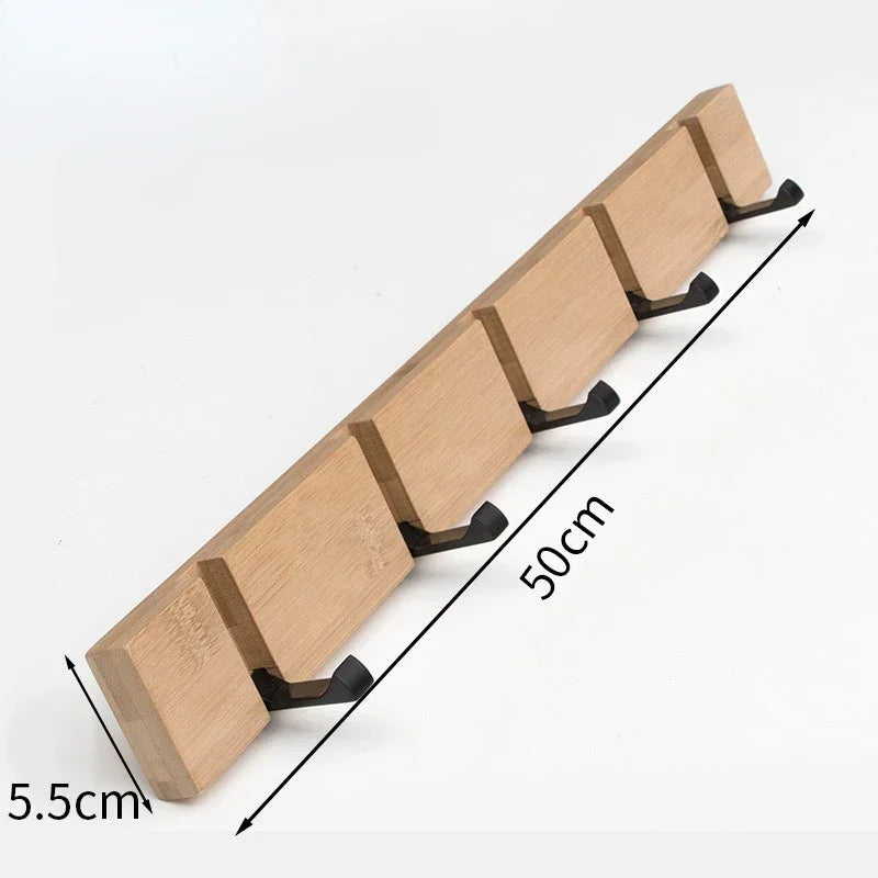 Space-Saving Wooden Wall Hook with Storage