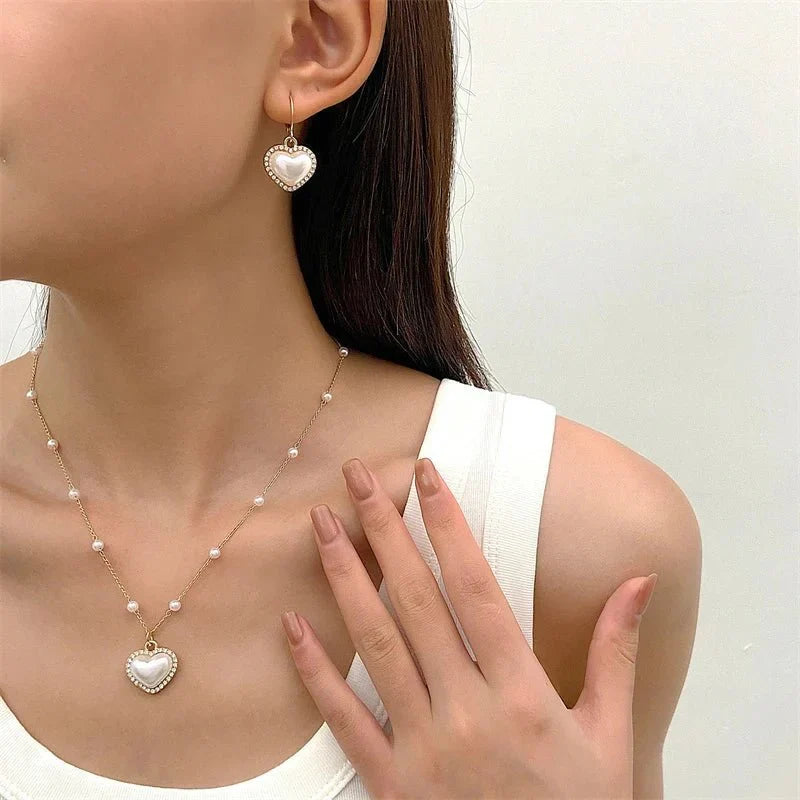 Beautiful Pearl Heart Jewelry Set - Halri