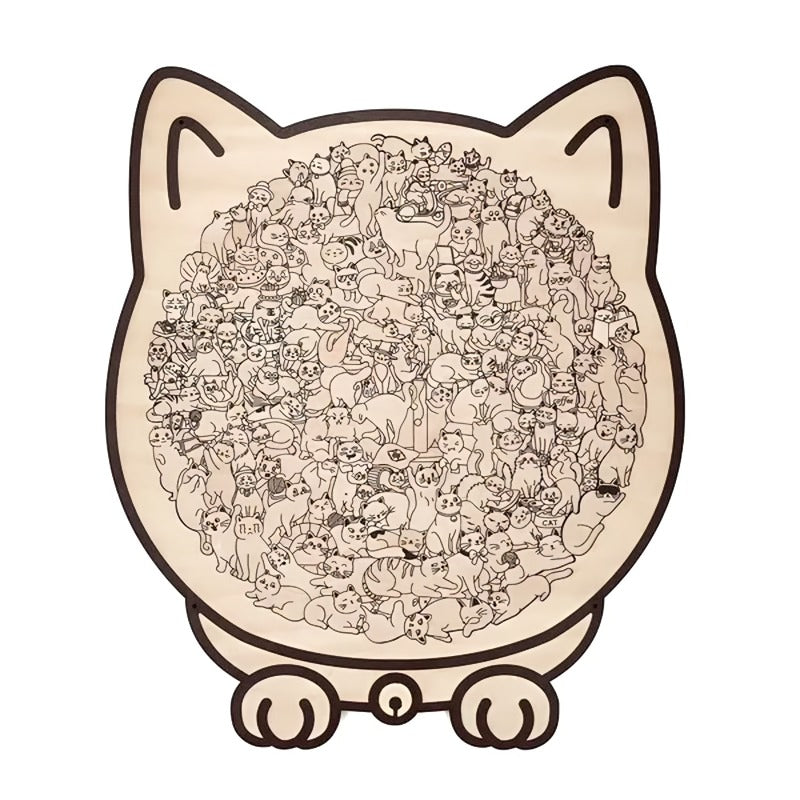Challenging 135pc Natural Wood Kitty Jigsaw Puzzle