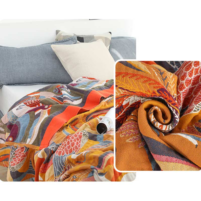 Reversible Organic Cotton Quilt with Toucan Bird Pattern โ Soft Eco-Friendly Bedding for Kids, Queen/King Size Options 6