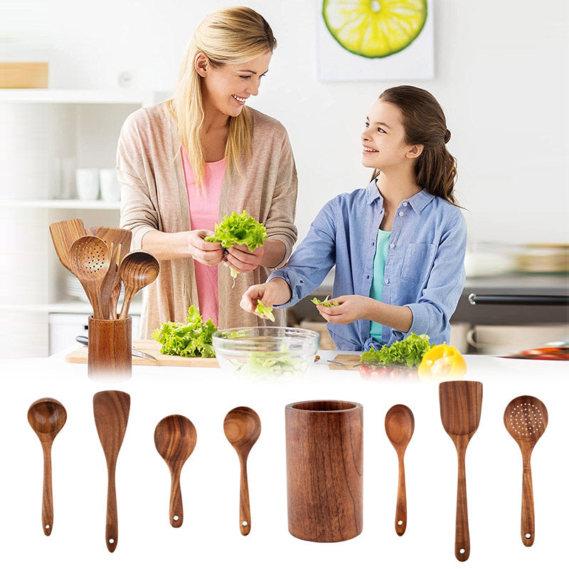 Natural Wood Kitchen Utensil Set