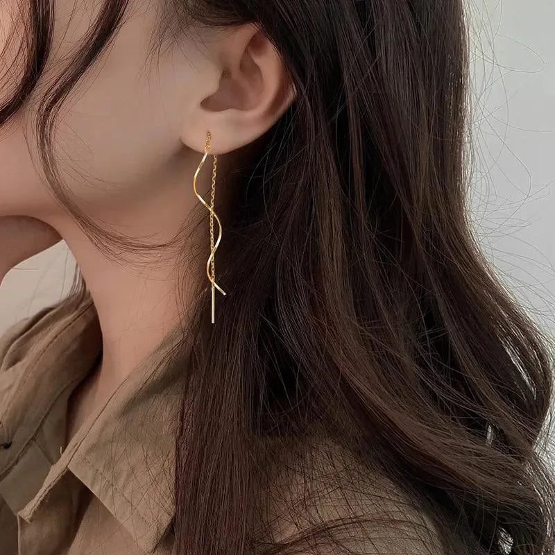 Trendy Wavy Tassel Drop Earrings