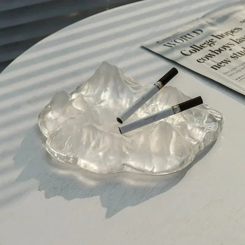 Frosty Glass Mountain Ashtray Decor