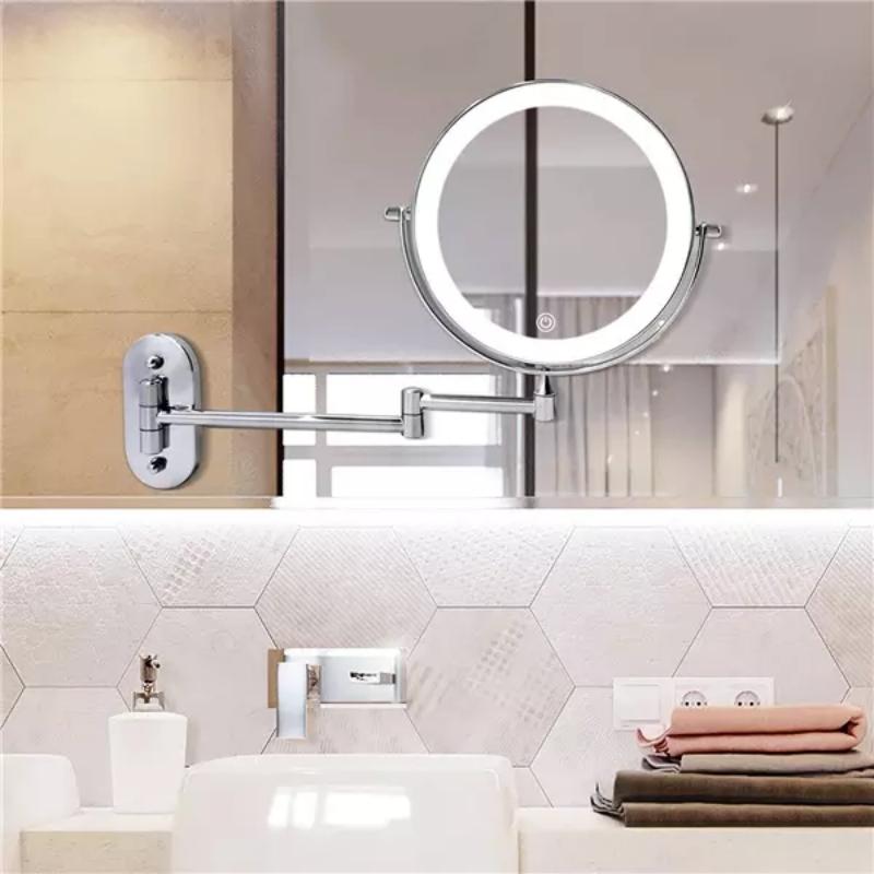 Stylish LED Lighted Mirror with Chrome Border and Zoom - Halri