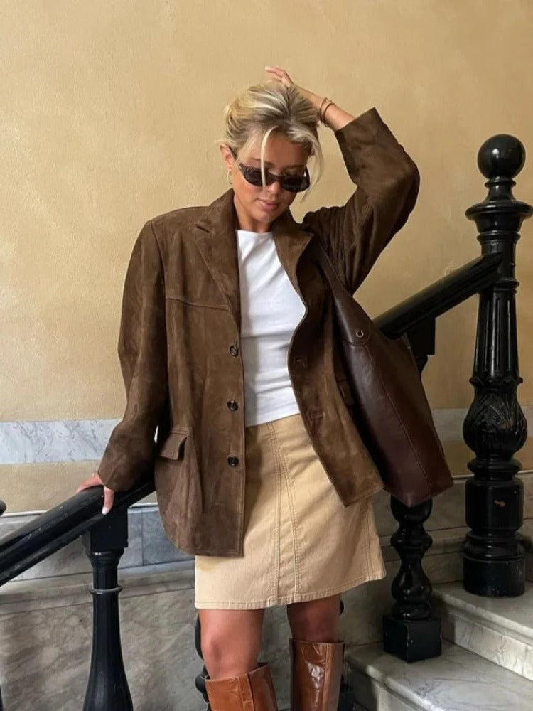 Luxurious Tan Leather Women's Jacket