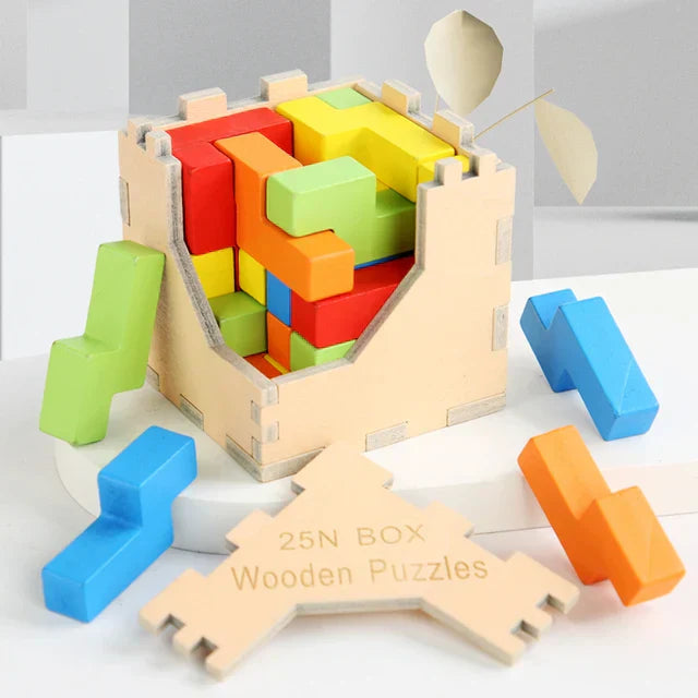 Fun Interactive 3D Wood Tetris Brain Teaser Toy