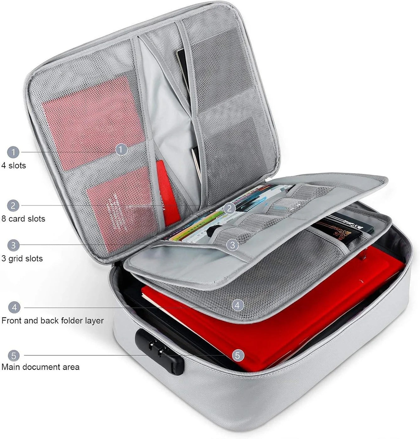 Secure Travel File Bag with Zipper Pocket Organizer