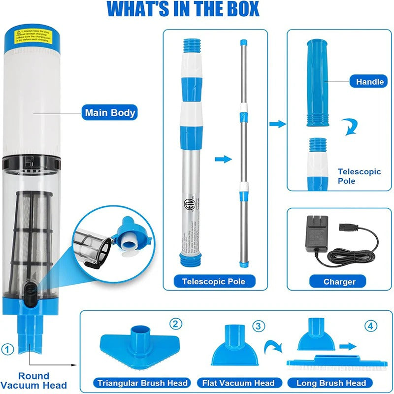 Portable Wireless Pool Vacuum Cleaner Kit