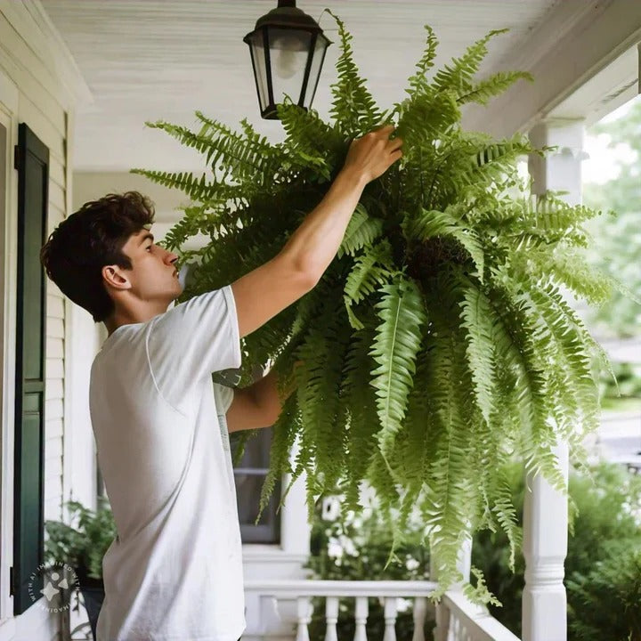 Durable Fake Boston Fern - Realistic Hanging Greenery Plant