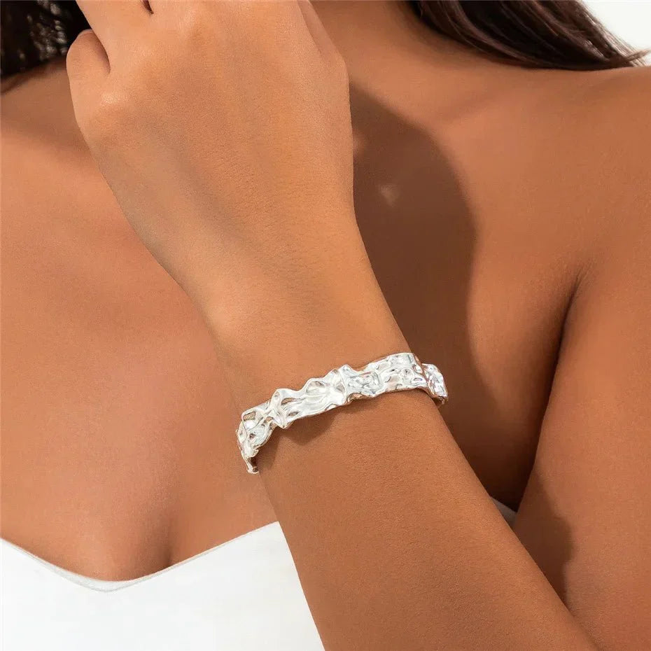 Unique Rough Stone Pattern Bangle Bracelet