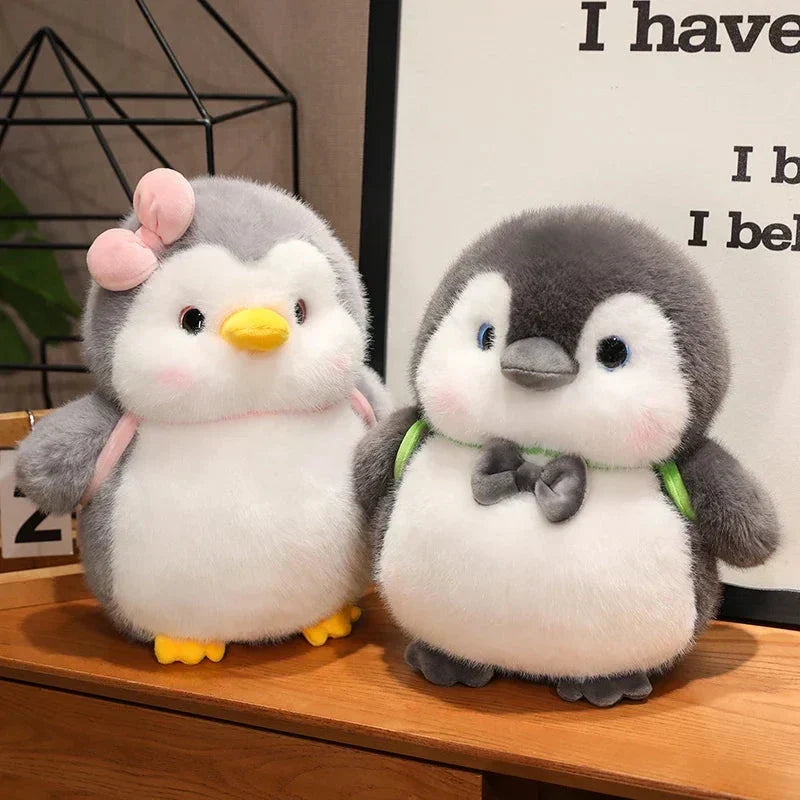 Soft Gray Penguin Toy with Cute Turtle Pack