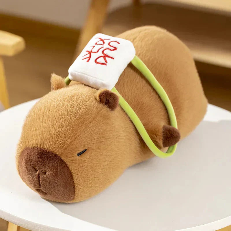 Cute Mahjong Capybara Plush Backpack Buddy