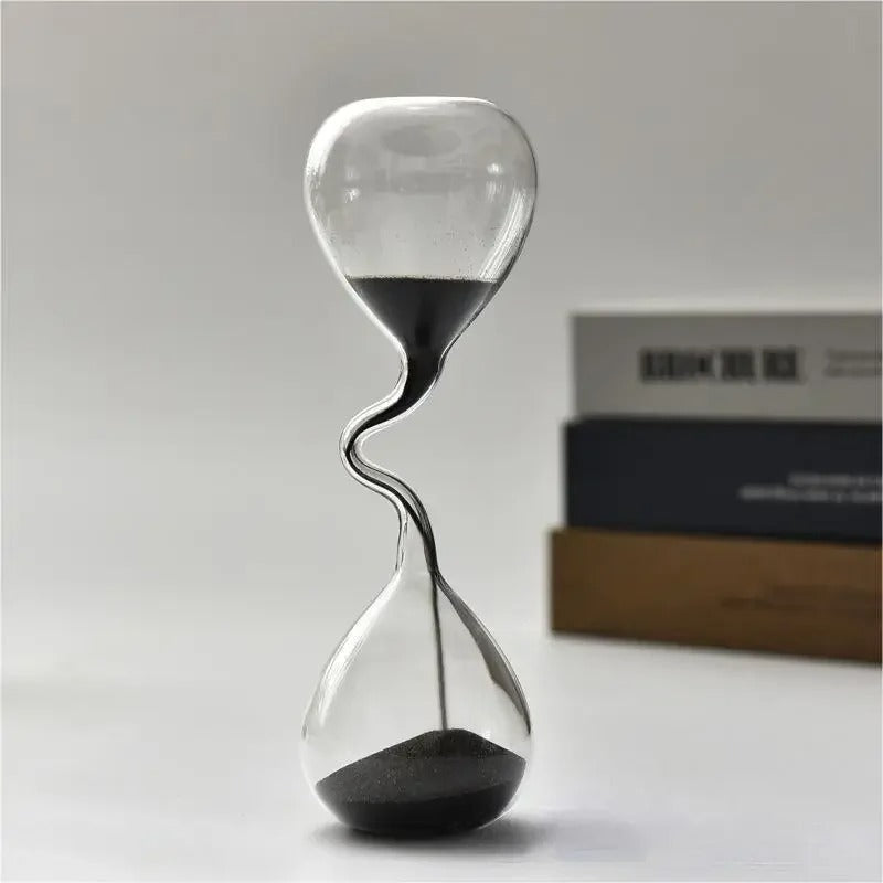 Elegant Black Hourglass Glass Figurine - Halri