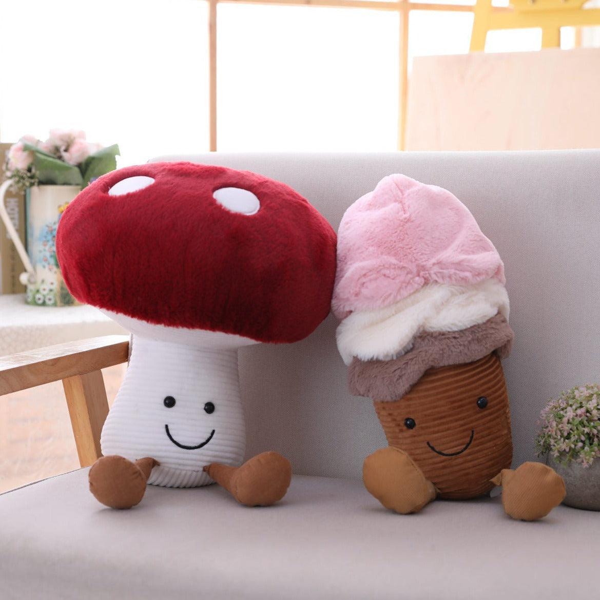 Soft Fuzzy Mushroom Throw Pillow - Halri