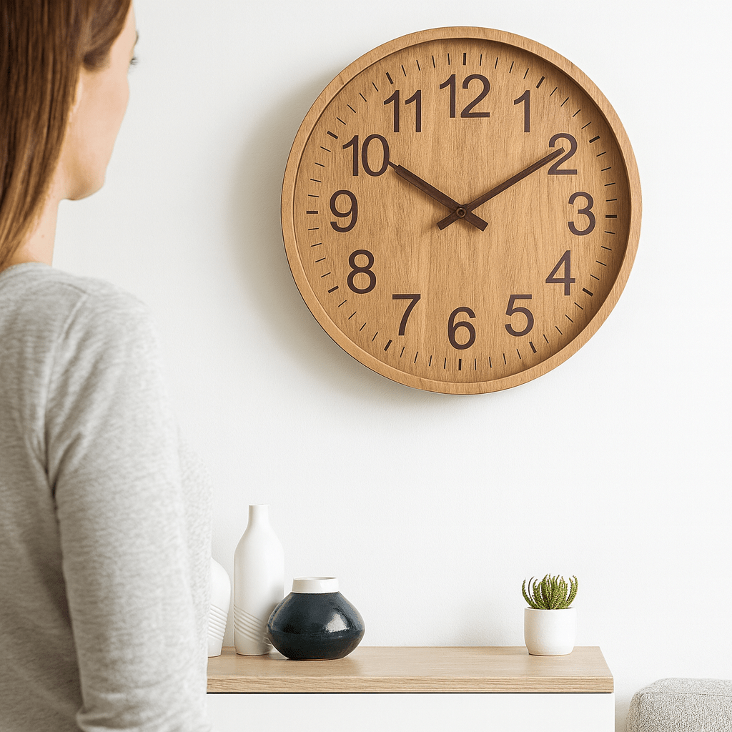Rustic Wood Silent Wall Clock with Natural Style - Halri