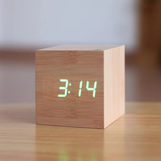Natural Wood LED Digital Wall Clock