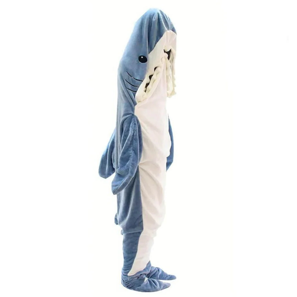 Plush Shark Hooded Throw Blanket