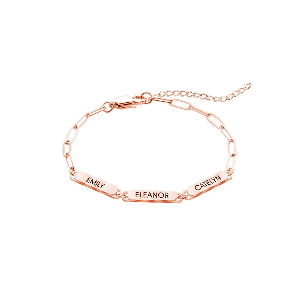 Customizable Family Name Paperclip Charm Bracelet