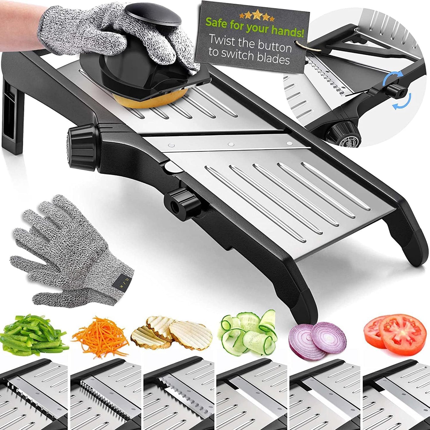 Professional Kitchen Food Slicer with Safety Gloves