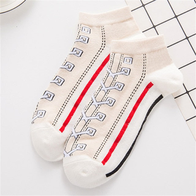 Trendy 3D Print Ankle Socks Canvas Sneaker Shoes - Halri