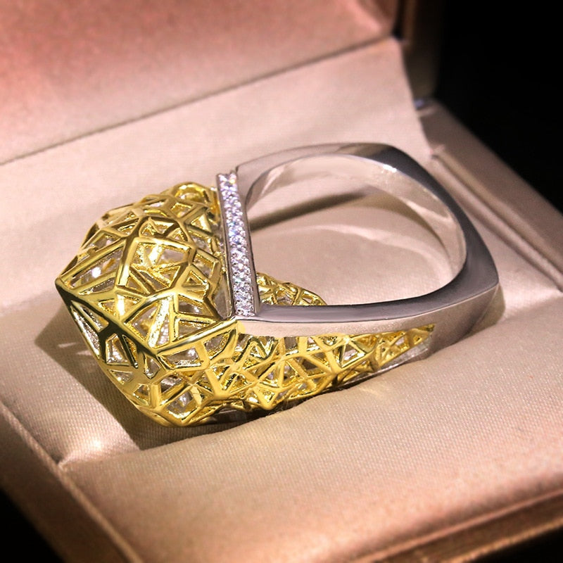Stylish Bird Nest Design Hollow Ring - Halri