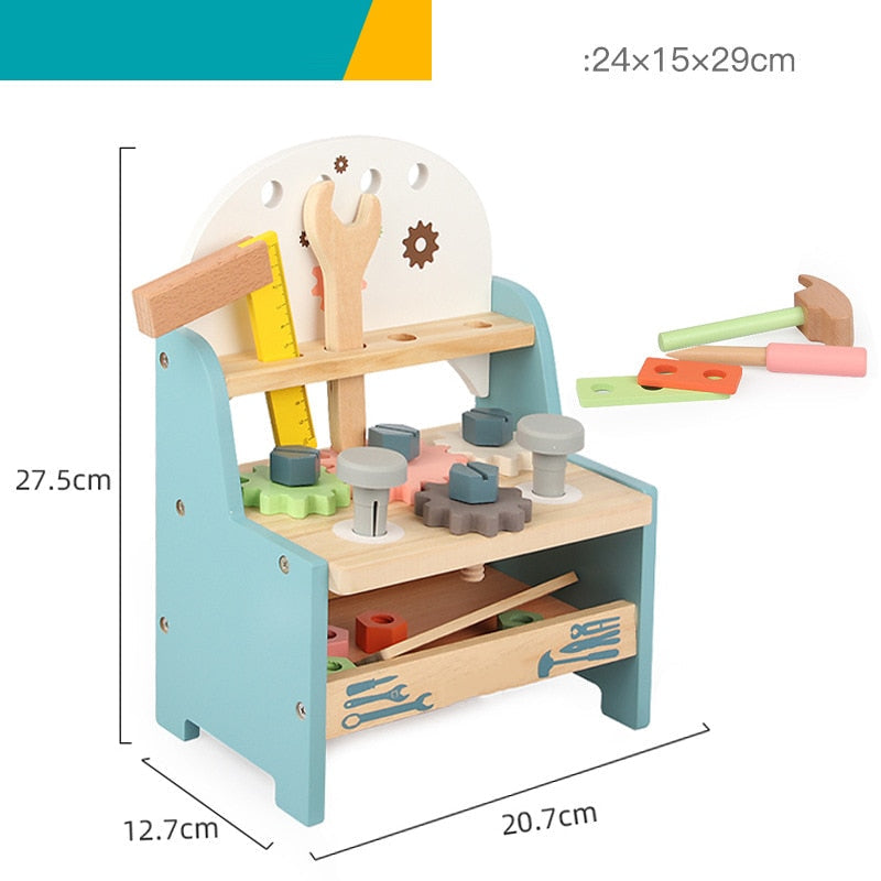 Kids Wooden Building Tool Kit Set