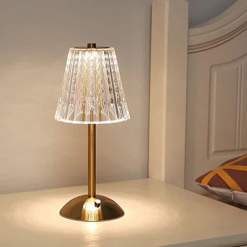 Luxury Glass Table Lamp with Sparkling Crystal Shade